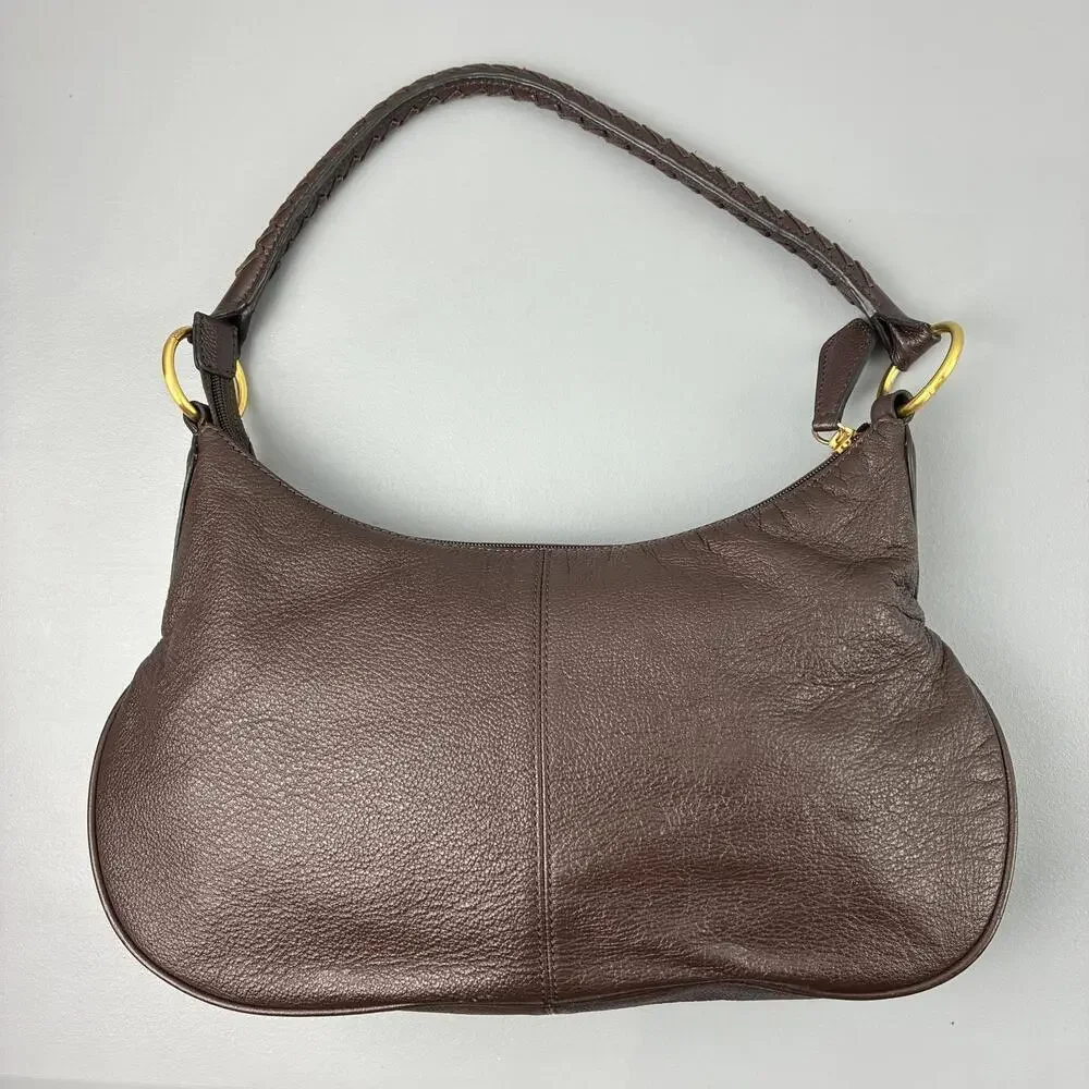 Wilson's Leather Chocolate Brown Handbag Hobo Style with Braided Handle